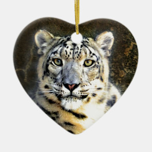 Snow Leopard Ceramic Tree Decoration
