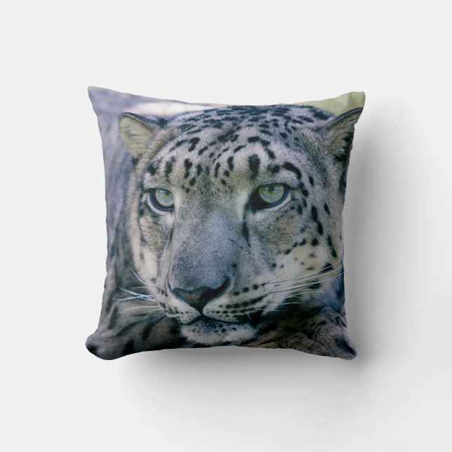 Snow Leopard closeup Cushion (Front)