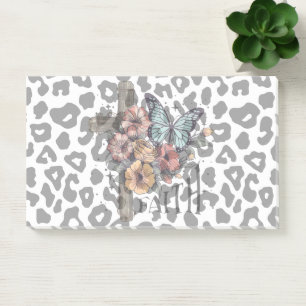 Snow Leopard Cross, Flowers and Butterflies Post-it Notes