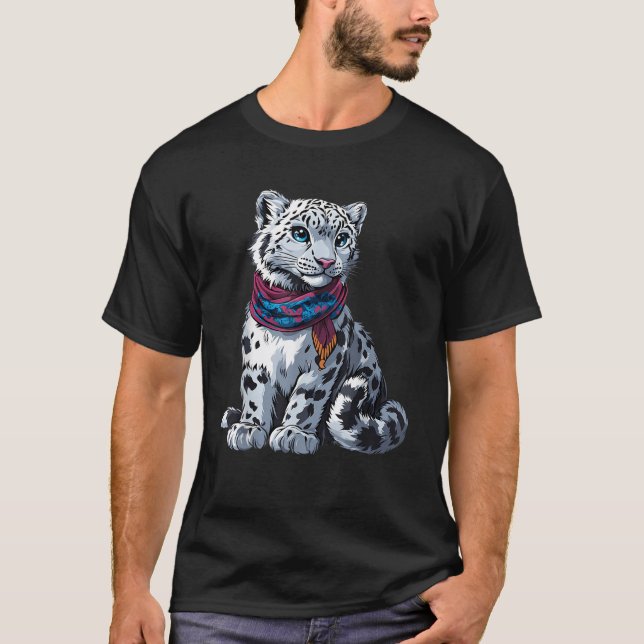 Snow Leopard Face White Leopard Animal Snow Leopar T-Shirt (Front)