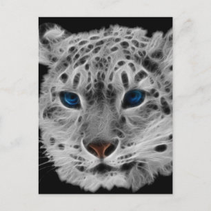 Snow Leopard Fractal Postcard