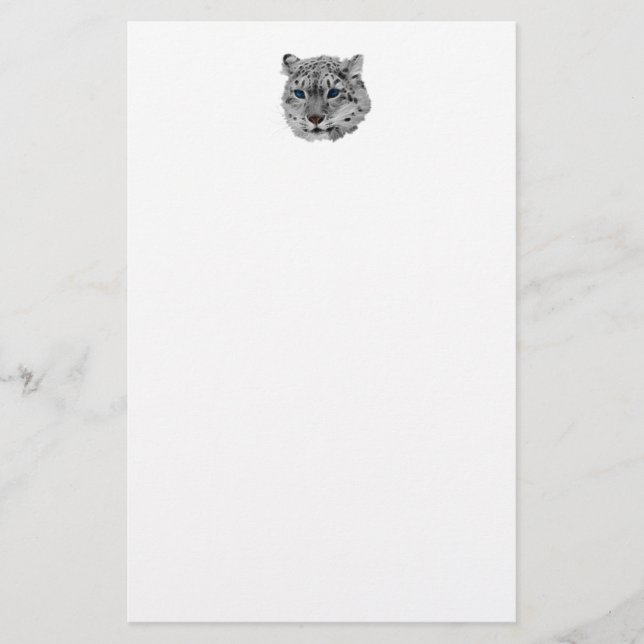 Snow Leopard Fractal Stationery (Front)