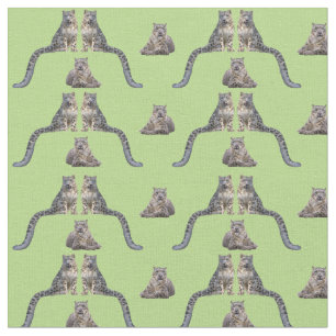 Snow Leopard Frenzy Fabric (Light Green)