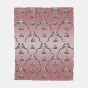 Snow Leopard Frenzy Fleece Blanket(Dusty Pink Mix) Blanket