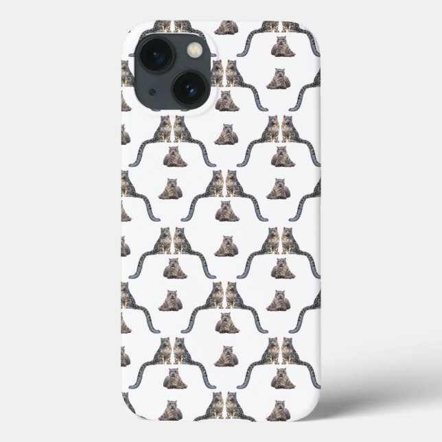 Snow Leopard Frenzy iPad Mini Case (choose colour) (Back)