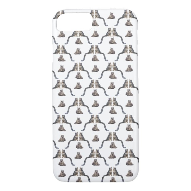 Snow Leopard Frenzy iPhone 7 Case (choose colour) (Back)