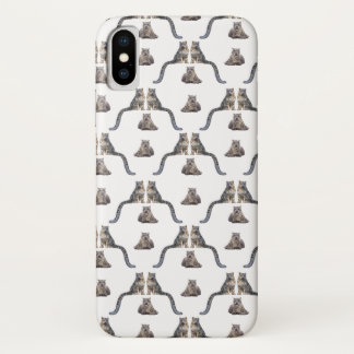 Snow Leopard Frenzy iPhone X Case (choose colour)
