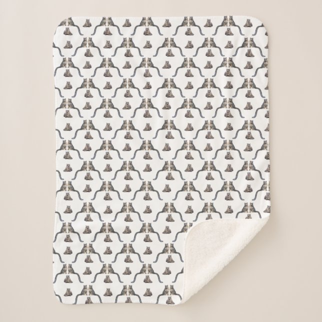 Snow Leopard Frenzy Sherpa Blanket (Front)