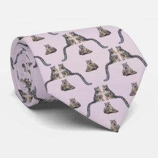 Snow Leopard Frenzy Tie Double Sided (Dusty Pink)
