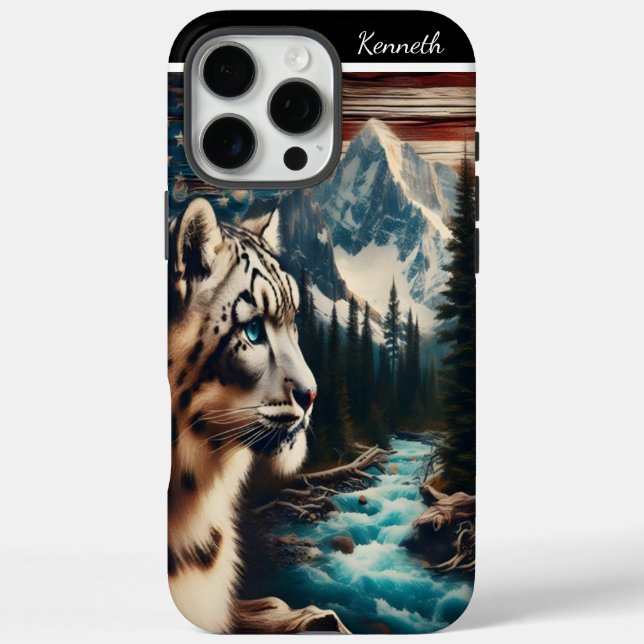 Snow Leopard Gazes at Mountain Stream Case-Mate iPhone Case (Back)