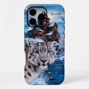 Snow Leopard Gazing By Winter Castle iPhone 16 Pro Max Case