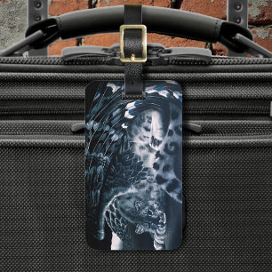Snow Leopard Guardian Wings Fantasy Wildlife Luggage Tag