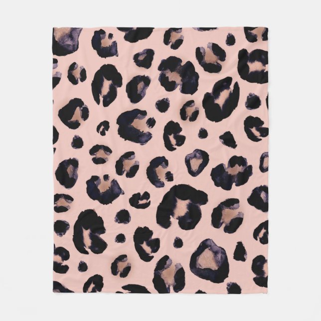 Snow Leopard, Hand Drawn Texture. Fleece Blanket (Front)