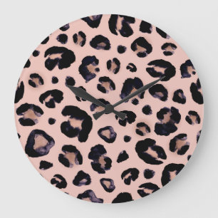 Snow Leopard, Hand Drawn Texture. Large Clock