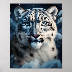 Snow Leopard In Snow Poster