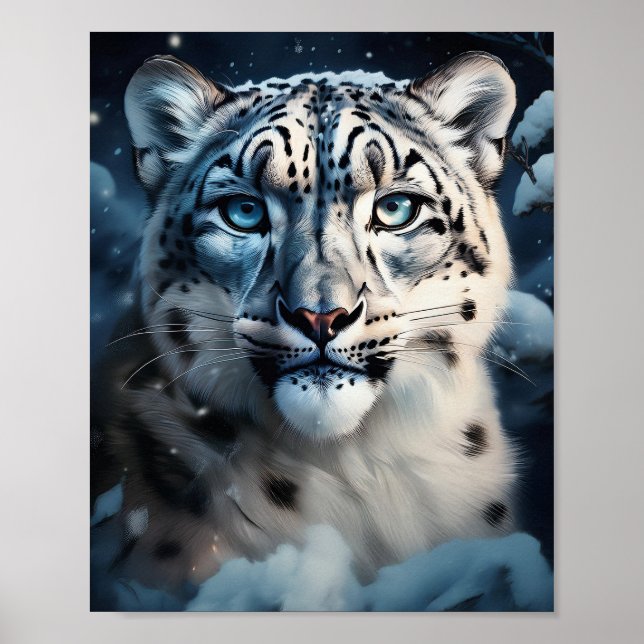 Snow Leopard In Snow Poster (Front)
