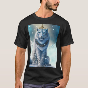 Snow Leopard In Winter Midjourney Ai Art T-Shirt