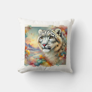 Snow Leopard Irbis 200824AREF143 - Watercolor Cushion