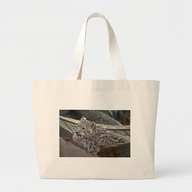 Snow Leopard Large Tote Bag (Front)