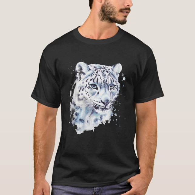 Snow Leopard Lover White Leopard Animal Snow Leopa T-Shirt (Front)
