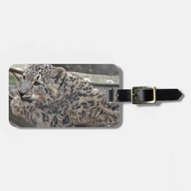 Snow Leopard Luggage Tag (Front Horizontal)