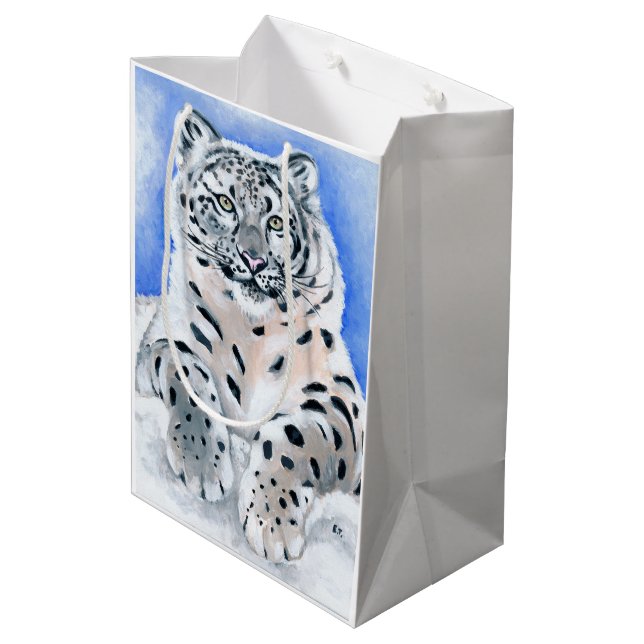 Snow Leopard Medium Gift Bag (Back Angled)
