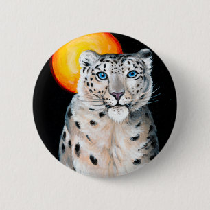 Snow Leopard Moon 6 Cm Round Badge