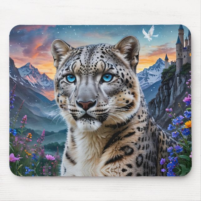 Snow Leopard Mountain Valley Sunset Mouse Mat (Front)
