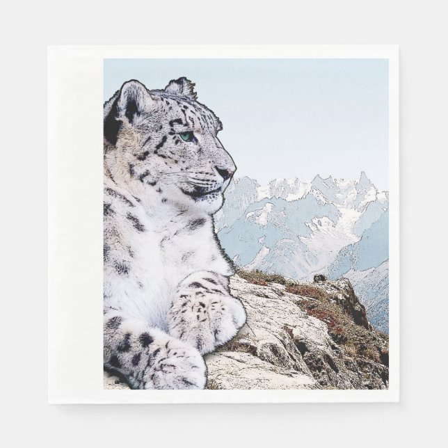 Snow Leopard Napkin (Front)