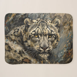 Snow Leopard Oil Painting Sherpa Blanket