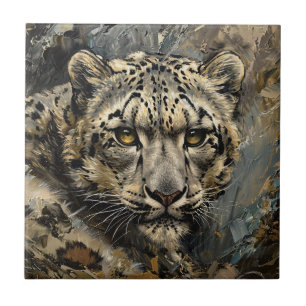 Snow Leopard Oil Painting Tile
