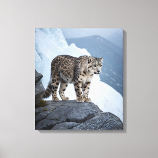 Snow Leopard on a Frozen Peak Canvas Print