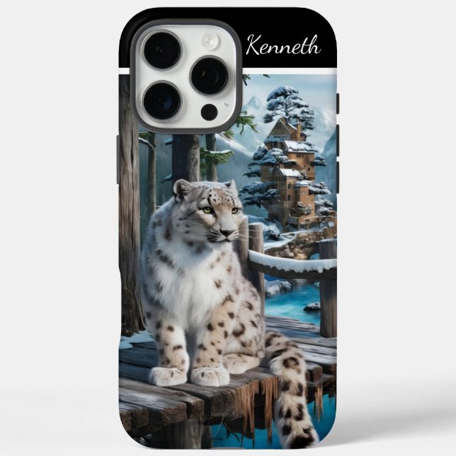 Snow Leopard on Winter Bridge Case-Mate iPhone Case (Back)