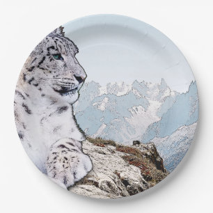 Snow Leopard Paper Plate