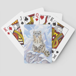Snow leopard playing cards