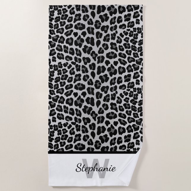 Snow leopard print  beach towel (Front)