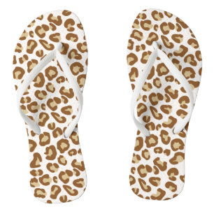 Snow Leopard Print, Beige, Tan, and Cream Flip Flops