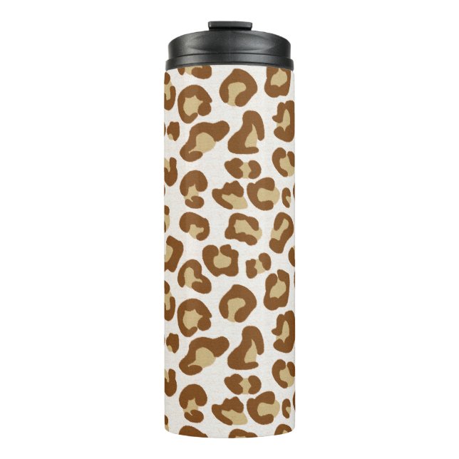 Snow Leopard Print, Beige, Tan, and Cream  Thermal Tumbler (Front)