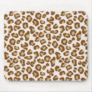 Snow Leopard Print, Beige, Tan, and White Mouse Mat