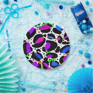 Snow Leopard Print Bright Paper Plates