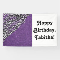 Snow Leopard Print Brushstrokes on Faux Glitter