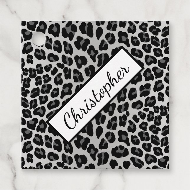 Snow Leopard print  favour tags (Front)