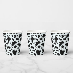 Snow Leopard Print Icy Blue Animal Spots Pattern Paper Cups
