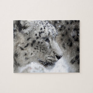 Snow Leopard Profile in Snow Jigsaw Puzzle