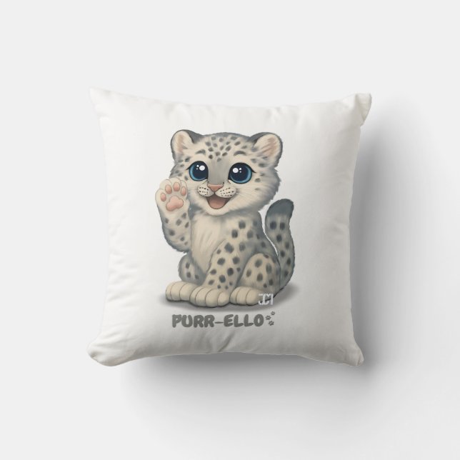 Snow leopard - Purr-ello Cushion (Front)