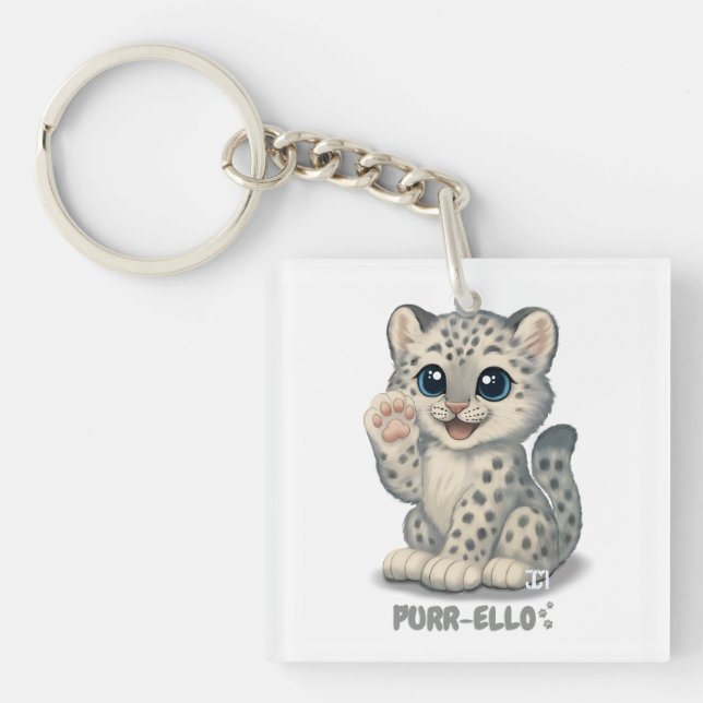Snow leopard - Purr-ello Key Ring (Front)