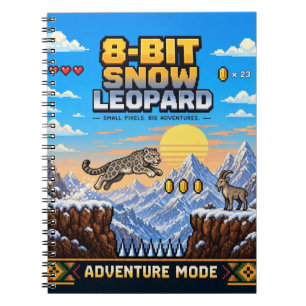 Snow Leopard, Retro 8-Bit Pixel Art Notebook
