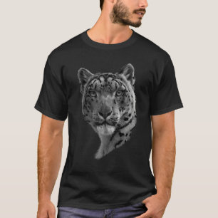 Snow Leopard Snow Leopards Black and White B T-Shirt