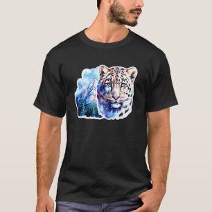 Snow Leopard Snow Mountains Winter Big Cat Lovers T-Shirt