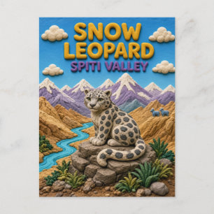 Snow Leopard Spiti Valley Modern KlayKoo Postcard